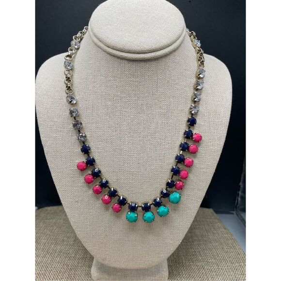J. Crew Multicolor Jeweled Statement Necklace Adjustable Lobster Clasp - Picture 7 of 7